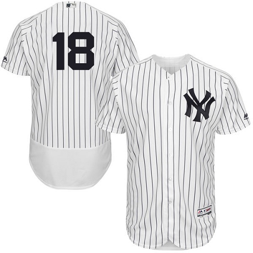 Yankees #18 Didi Gregorius White Strip Flexbase Authentic Collection Stitched MLB Jersey